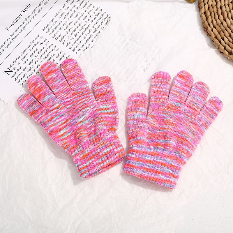 2pairs Accessories Kids Gloves Magic Knit Gloves for Girls/Boys Solid Colors-Kids Winter Warm Stretchy Knitted Magic Gloves