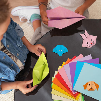 Origami Paper 100 Sheets, 10 Bright Colors Double-Sided Color Square Folding Paper for DIY School Arts Crafts Projects Children