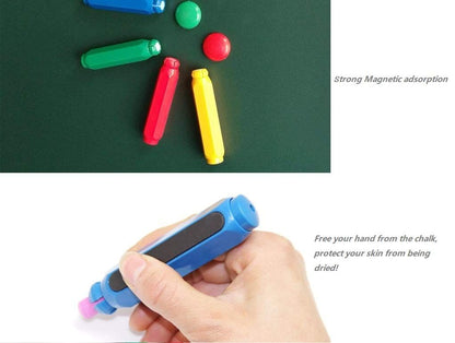 Blackboard Adjustable Chalk Clip Set,  Chalk Holder Magnetic Chalk Set Rod Teacher Writing Extender Chalk Set Large 4 Colors