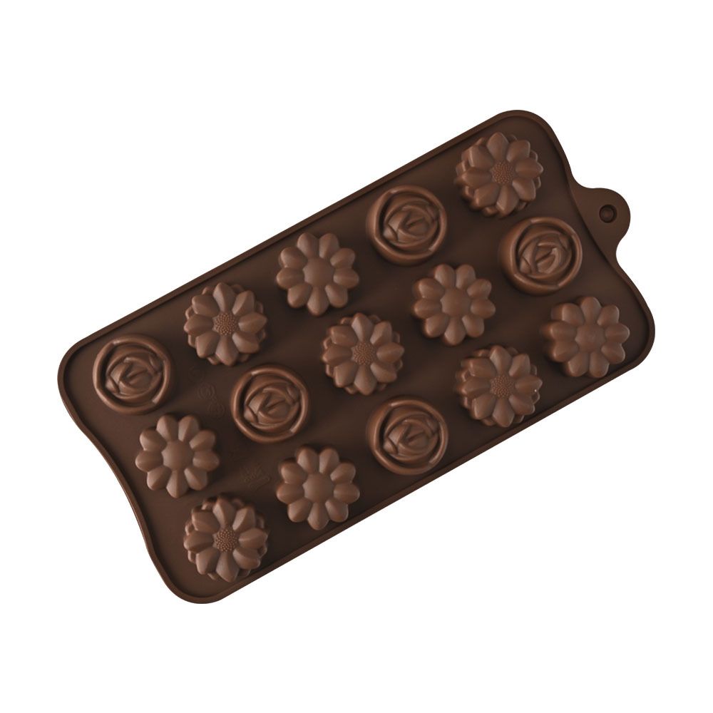 Silicone Candy Chocolate mold Flower Dinosaur Animal Zoo Rose Kids DIY Treats Freezer and Oven Safe (Flower)