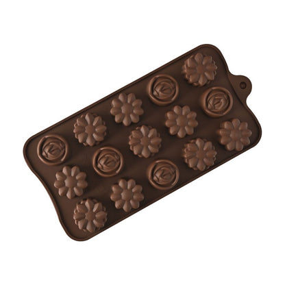 Silicone Candy Chocolate mold Flower Dinosaur Animal Zoo Rose Kids DIY Treats Freezer and Oven Safe (Flower)