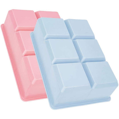 Square Ice Cube Trays, Set of 2 -Homewares - Pink & Blue Kitchen Drink Ice Mold Utensil - MAKE BIG ICE