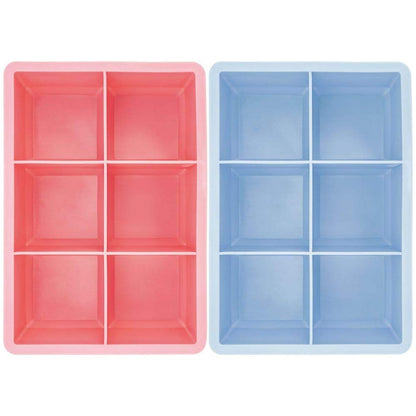 Square Ice Cube Trays, Set of 2 -Homewares - Pink & Blue Kitchen Drink Ice Mold Utensil - MAKE BIG ICE