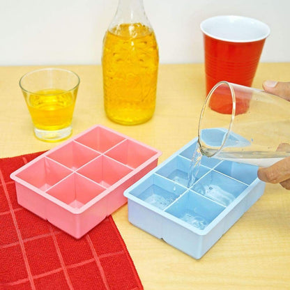 Square Ice Cube Trays, Set of 2 -Homewares - Pink & Blue Kitchen Drink Ice Mold Utensil - MAKE BIG ICE