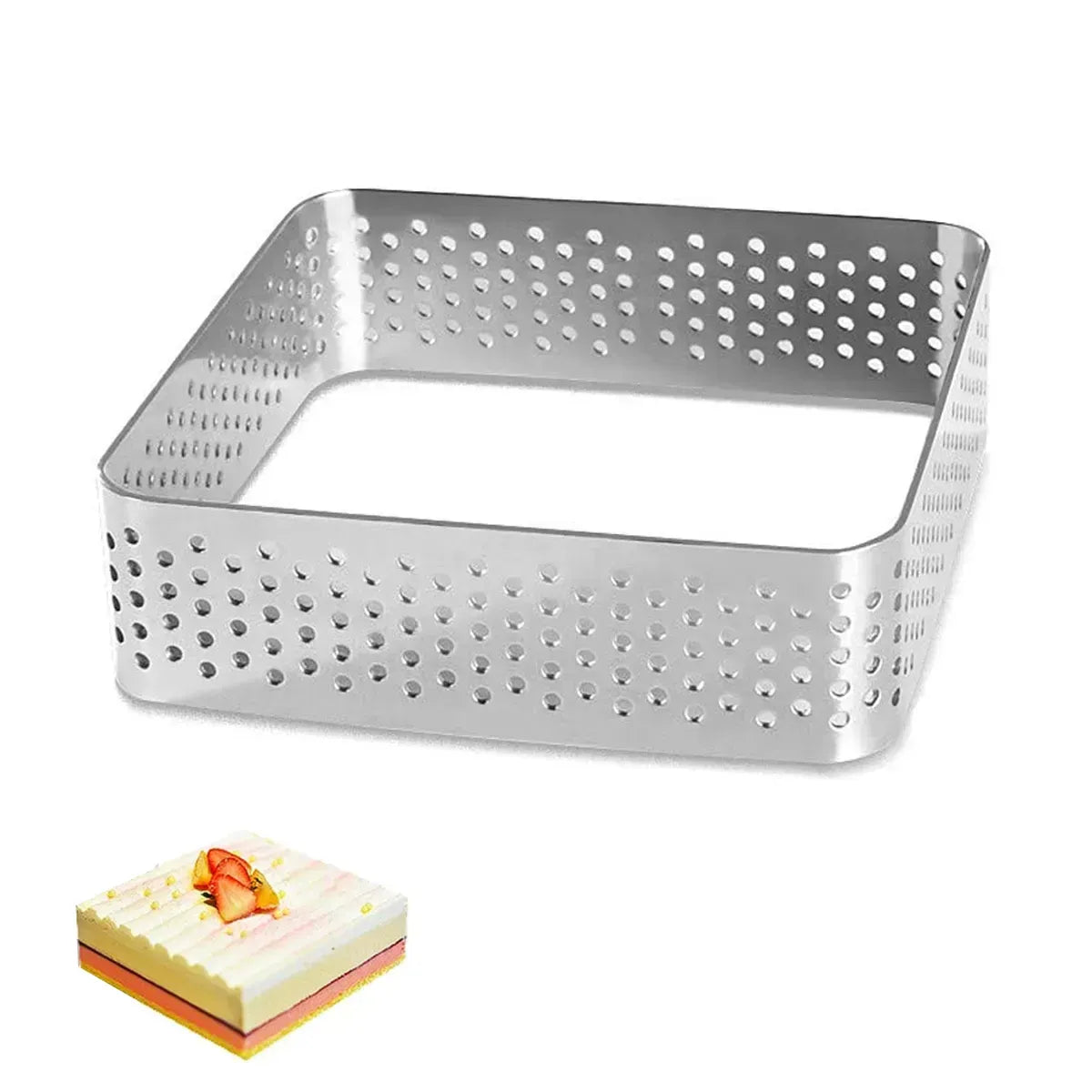 Square oval fruit pie ring perforated pie ring 304 stainless steel tower ring mousse cake mold perforated pie ring stainless steel