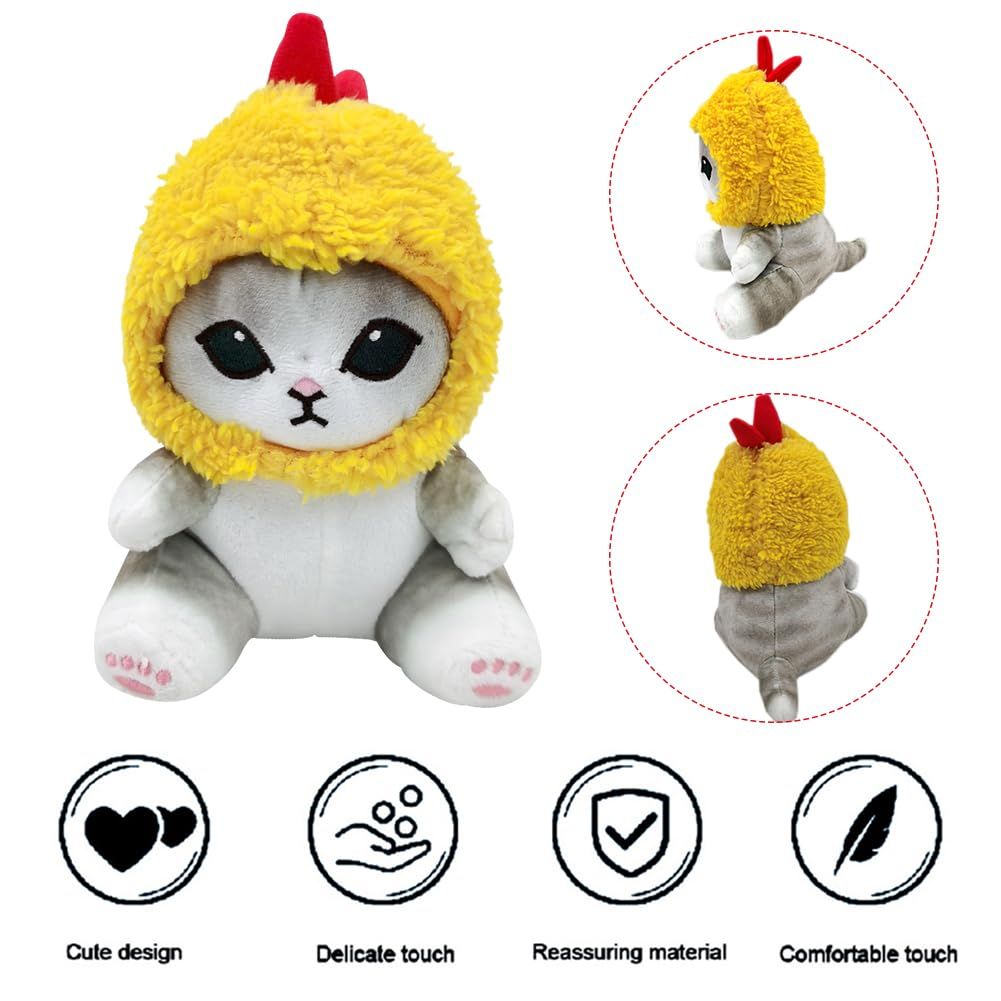 Fried Shrimp Cat Plush Toy Cute Cat Plush Animal Doll, Soft Haired Shrimp Cat Pillow Children's Christmas Birthday Gift
