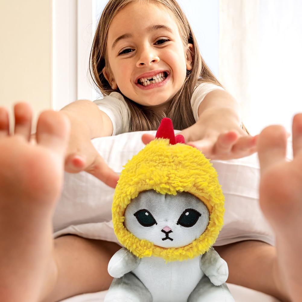 Fried Shrimp Cat Plush Toy Cute Cat Plush Animal Doll, Soft Haired Shrimp Cat Pillow Children's Christmas Birthday Gift