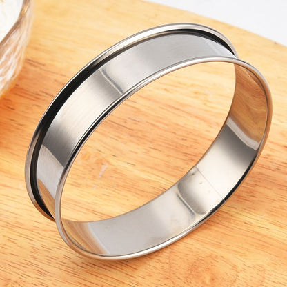 English Muffin Rings, Stainless Steel Crumpet Rings, 4.5 Inch Double Rolled Nonstick Muffin Tart Ring Mold for Home Baking