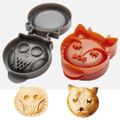 Classic Mini Hand Pie Molds Fox & Owl Shape for Children Party, One Press Forest Animal Autumn Cottage Pie Set, Pack of 2