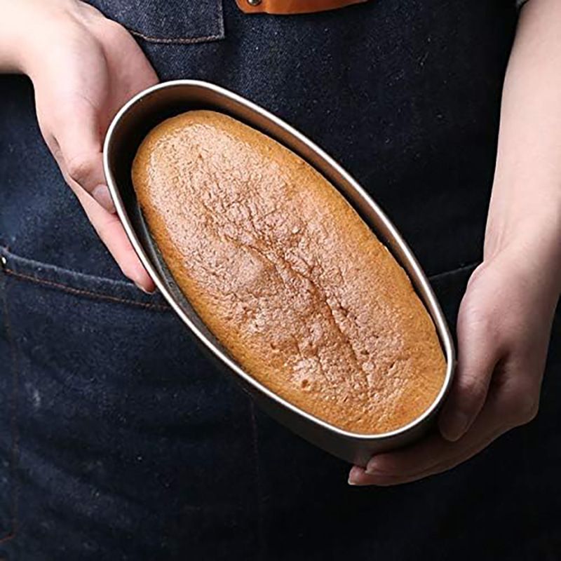 Baking Pan Cake Pan Non-Stick Cheesecake Pan Baking Mold Food Grade Carbon Steel Oval Shaped Bread Loaf Pan Bakeware Golden