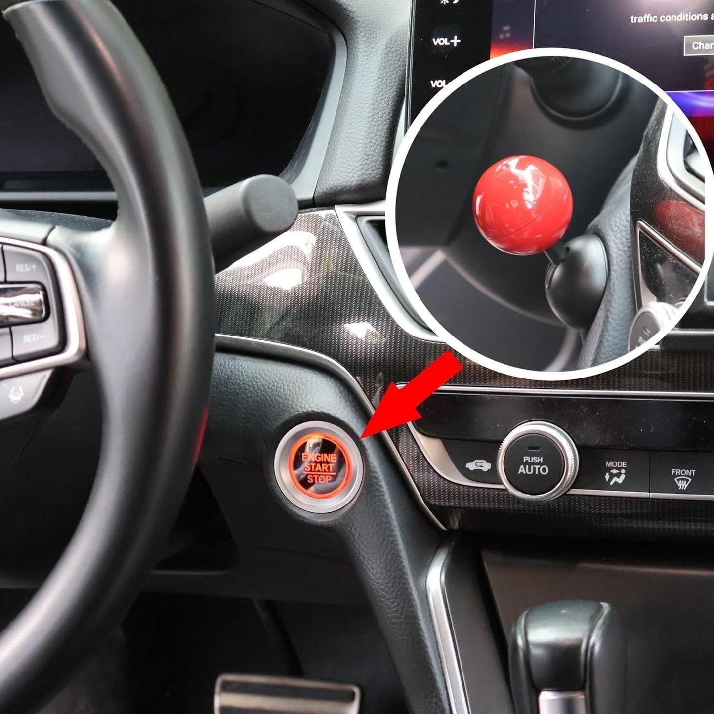 Car Push to Start Button Rocker Car One Button Start Lever Car Engine Start Stop Button Joystick, Automotive (Red)