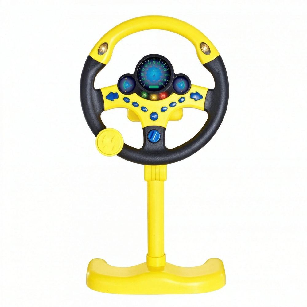 Steering Wheel Driving Toy, Simulated Steering Wheel for Kids, Electric Car Steering Wheel Toys, Simulation Copilots , (Yellow)