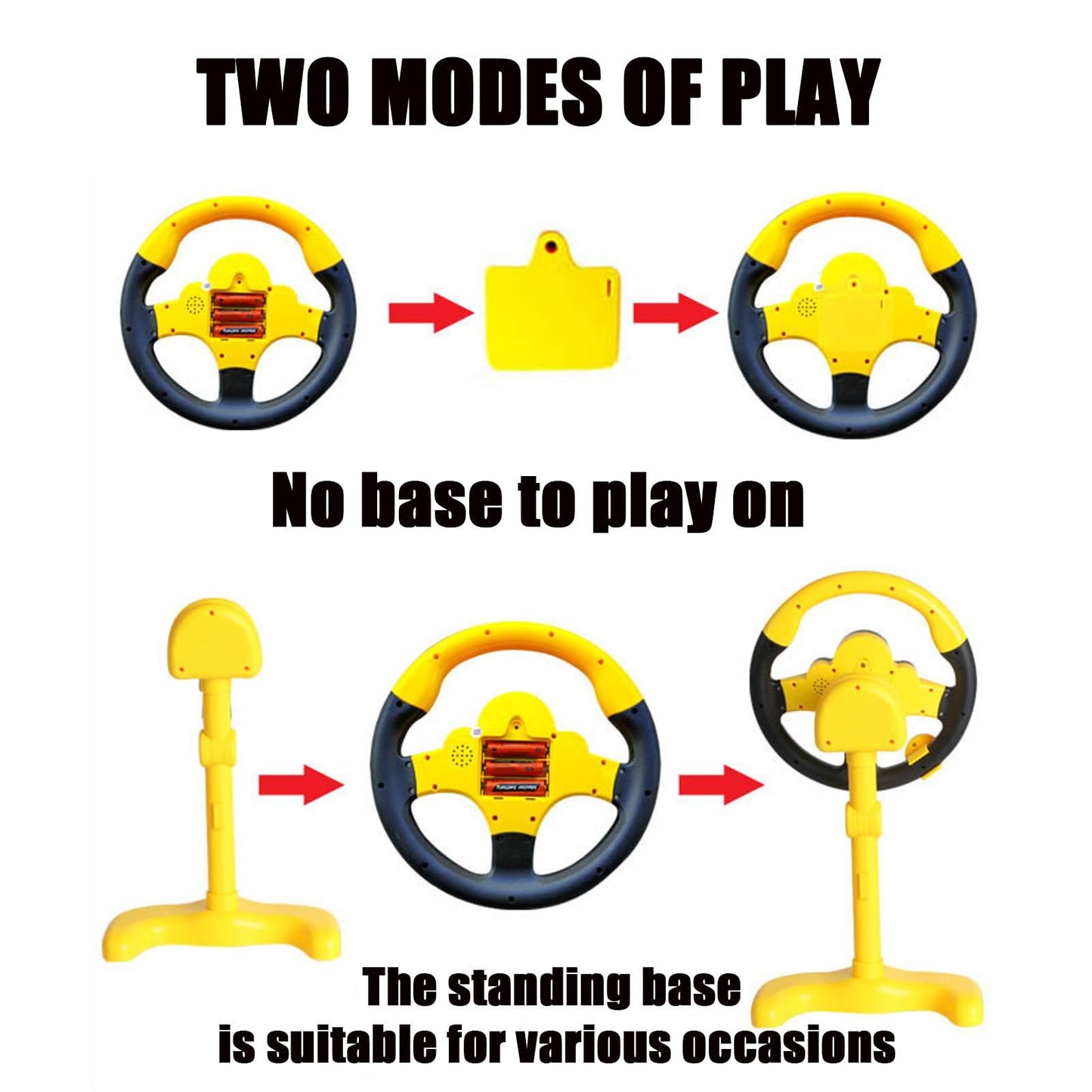 Steering Wheel Driving Toy, Simulated Steering Wheel for Kids, Electric Car Steering Wheel Toys, Simulation Copilots , (Yellow)