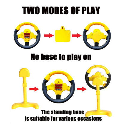 Steering Wheel Driving Toy, Simulated Steering Wheel for Kids, Electric Car Steering Wheel Toys, Simulation Copilots , (Yellow)