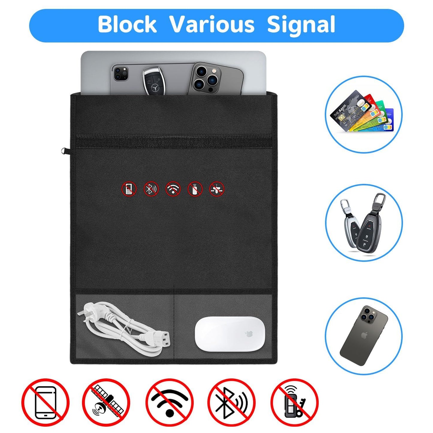 RFID Signal Blocking Bag Shielding Cage Pouch Wallet Case for Cell Phone Privacy Protection, Anti-Spying Pouch (Large)