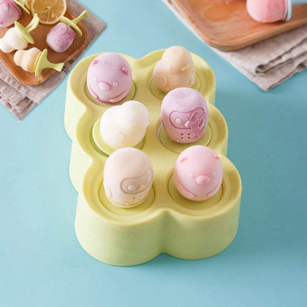 Mini Popsicles Molds for Kids Baby Cute Animal Shapes 6 Pieces Ice Pop Maker BPA Free Silicone Ice Cream Making Homemade