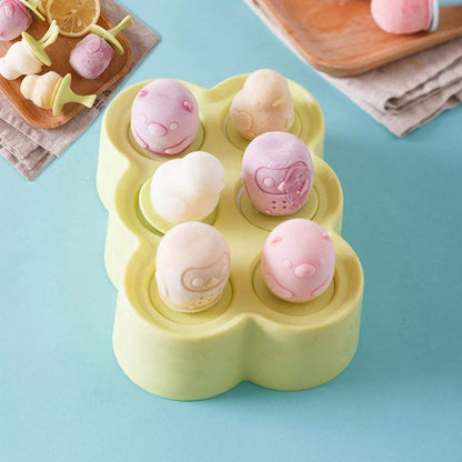 Mini Popsicles Molds for Kids Baby Cute Animal Shapes 6 Pieces Ice Pop Maker BPA Free Silicone Ice Cream Making Homemade
