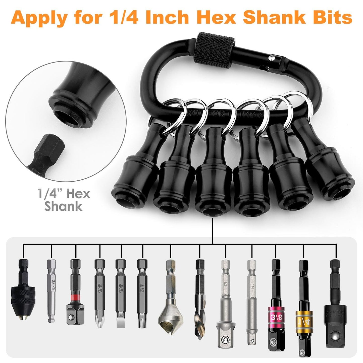 Quick Release Bit Holder, Drill Bit Holder Key Chain Cool Gadgets for Who Has Everything, Bit Holders for Most Electric