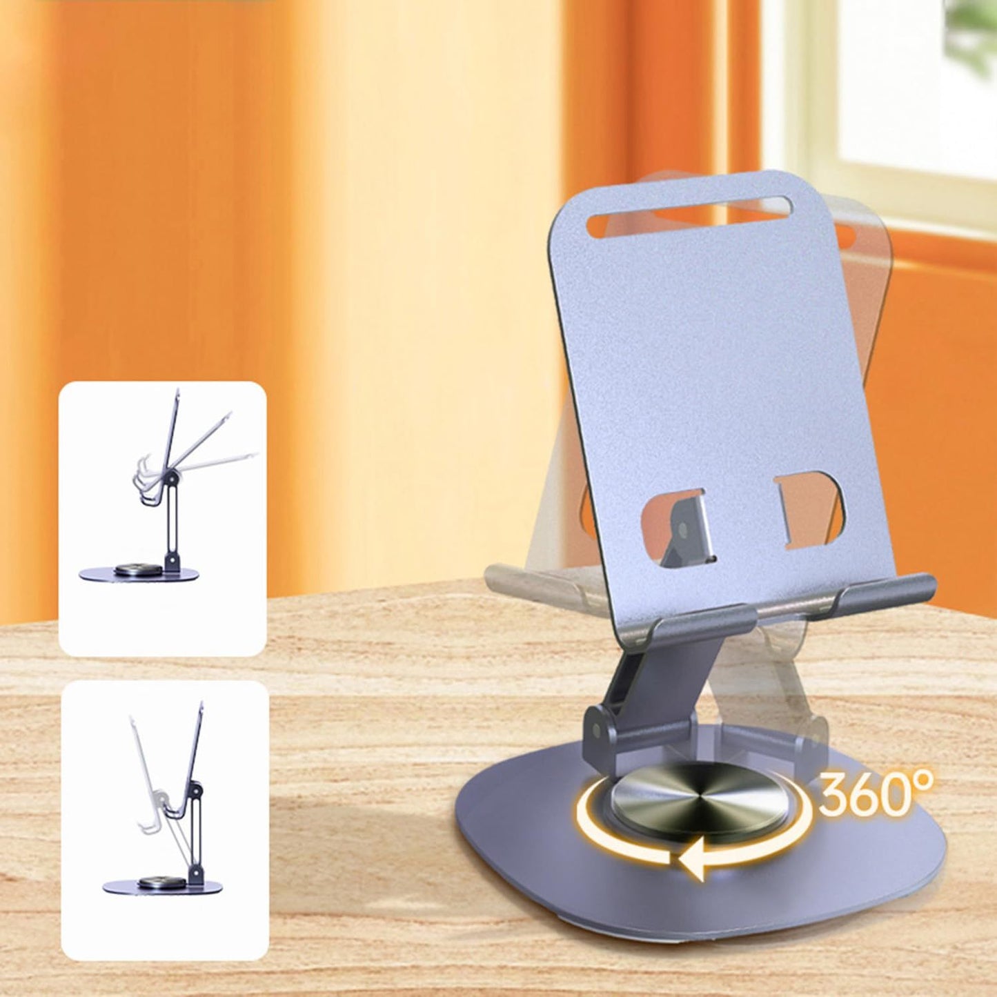 Extendable Cell Phone Stand, Aluminium Phone Holder for Desk, Multi-Angle/Height Adjustable Phone Stand Compatible
