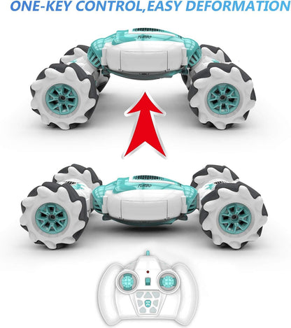 Stunt Car, 2.4GHz 4WD Remote Control Car, Watch Gesture Sensor Car, Deformable All-Terrain Off Road Car with 360° Flips (Green)