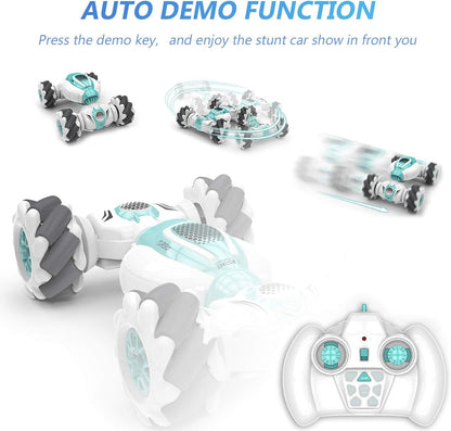 Stunt Car, 2.4GHz 4WD Remote Control Car, Watch Gesture Sensor Car, Deformable All-Terrain Off Road Car with 360° Flips (Green)