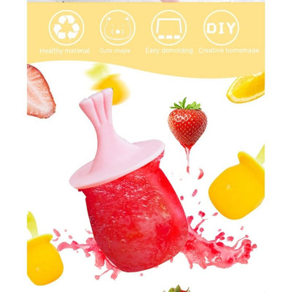 Mini Popsicles Molds for Kids Baby Cute Animal Shapes 6 Pieces Ice Pop Maker Silicone Ice Cream Making Homemade DIY (Pink)
