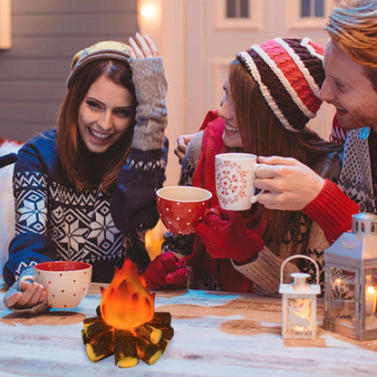 Fake Campfire,3D Faux Fireplace Logs Realistic Battery Powered Flameless Fake Fire Flame for Halloween Christmas Camping Party