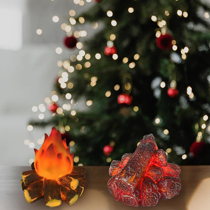 Fake Campfire,3D Faux Fireplace Logs Realistic Battery Powered Flameless Fake Fire Flame for Halloween Christmas Camping Party