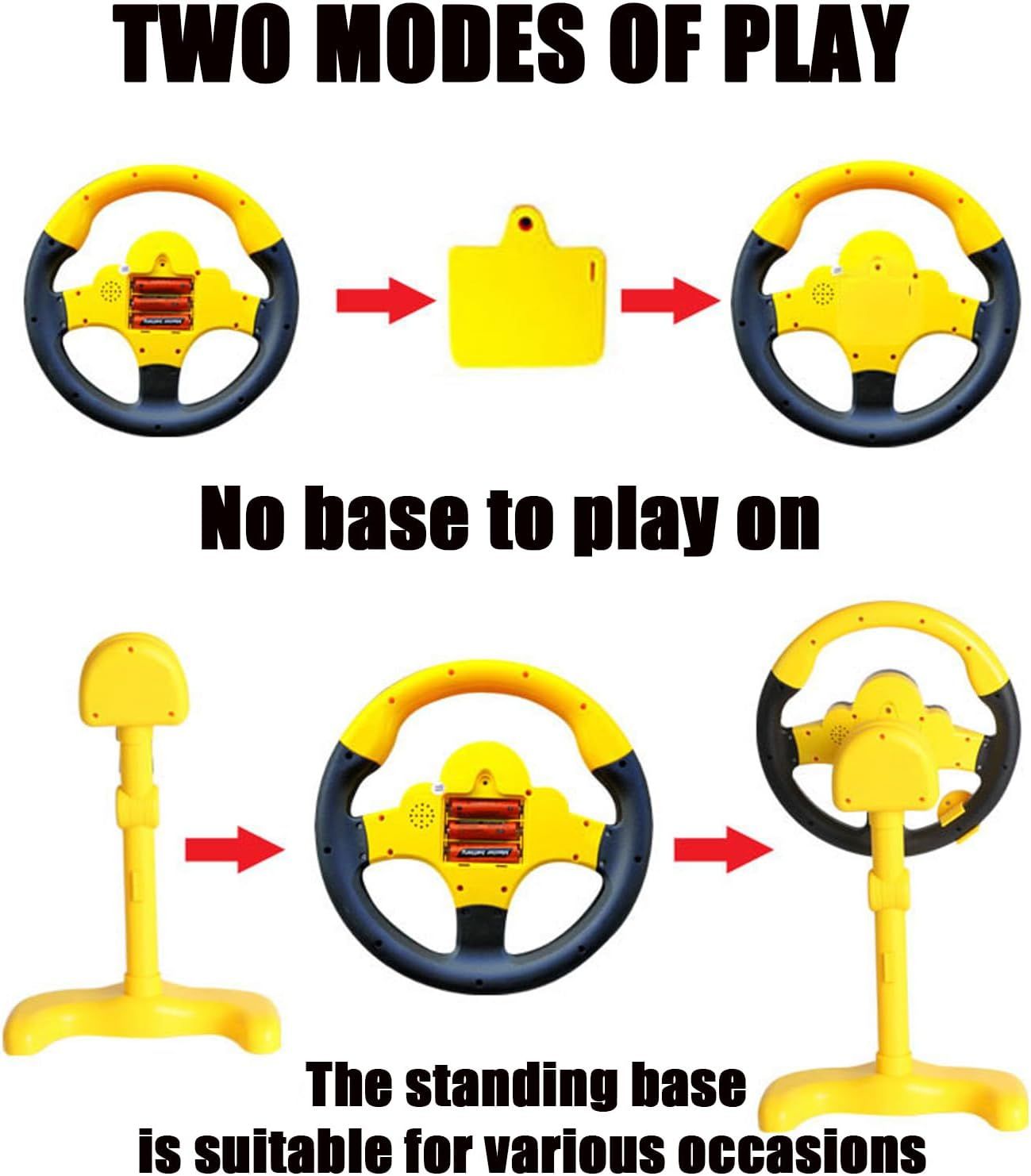 Steering Wheel Driving Toy, Simulated Steering Wheel for Kids, Electric Car Steering Wheel Toys, Copilots Simulated Toy (Yellow)