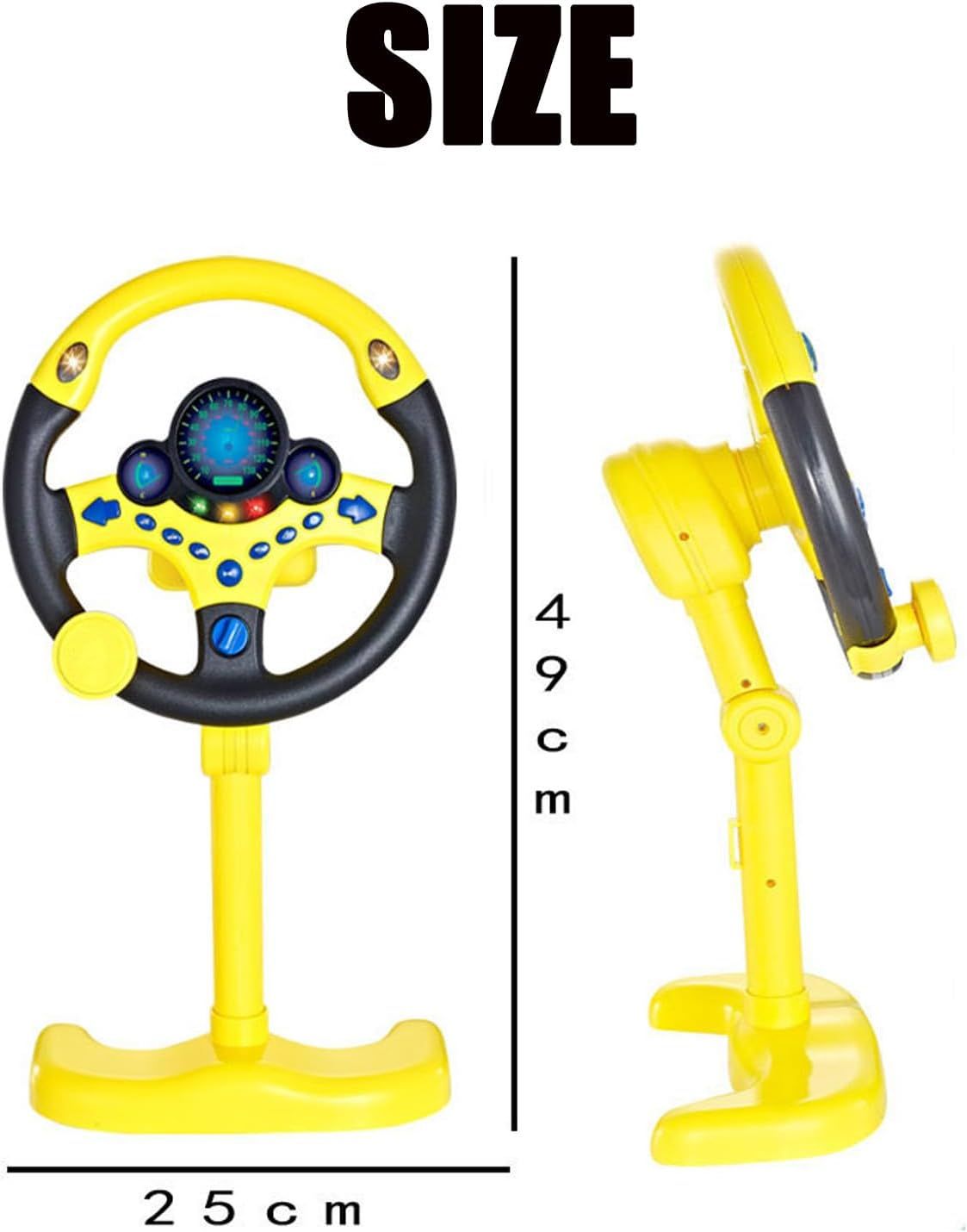 Steering Wheel Driving Toy, Simulated Steering Wheel for Kids, Electric Car Steering Wheel Toys, Copilots Simulated Toy (Yellow)