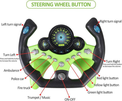 Steering Wheel Toy Driving Controller Portable Driving Copilot Toy Educational Sounding Toy Gift Driving Wheel with Music