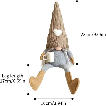 2 Pcs Plush Bar Decor, Handmade Swedish Farmhouse Scandinavian Figurine for Home Kitchen Coffee Station Table Shelf (Brown)