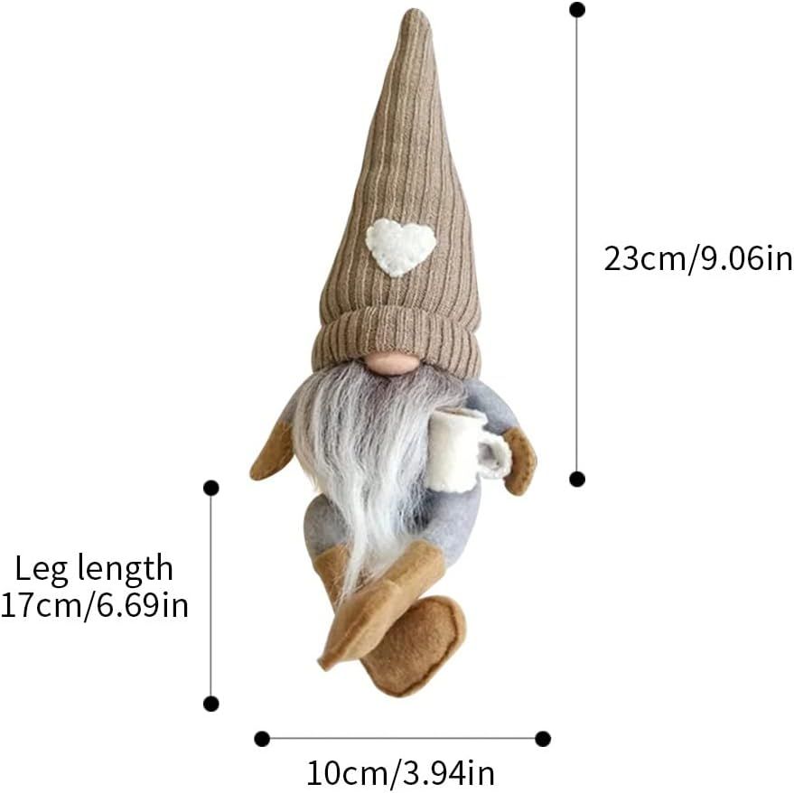 2 Pcs Plush Bar Decor, Handmade Swedish Farmhouse Scandinavian Figurine for Home Kitchen Coffee Station Table Shelf (Brown)