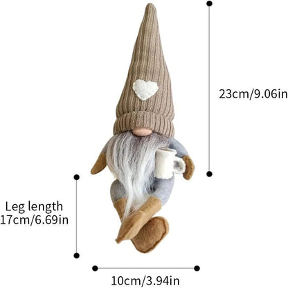 2 Pcs Plush Bar Decor, Handmade Swedish Farmhouse Scandinavian Figurine for Home Kitchen Coffee Station Table Shelf (Brown)