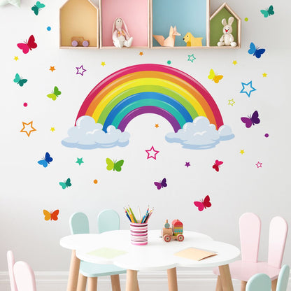 Rainbow Wall Sticker Colorful Butterfly Rabbit Elephant Animal Rainbow Cloud Sticker DIY Children's Bedroom Baby Room Guest