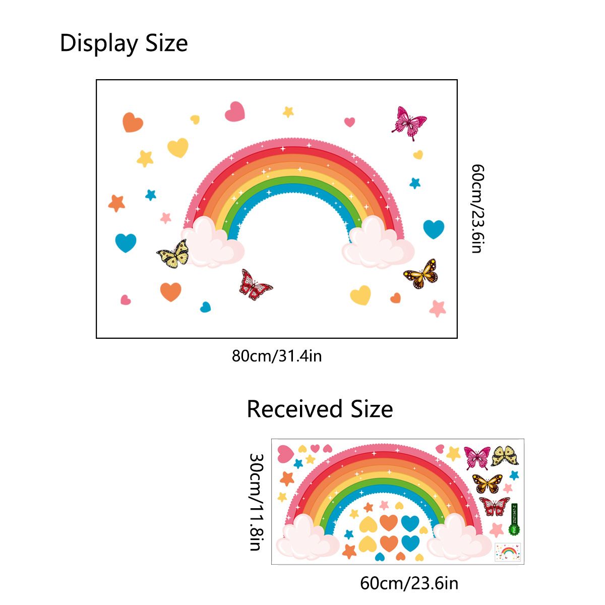 Rainbow Wall Sticker Colorful Butterfly Rabbit Elephant Animal Rainbow Cloud Sticker DIY Children's Bedroom Baby Room Guest