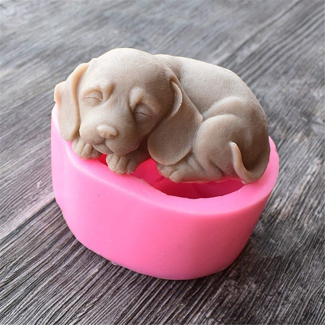 3D Dog Silicone Candle Molds Cute Puppy Soap Molds Chocolate Cake Baking Moulds Cake Dog Molds(1 Pcs)