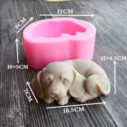 3D Dog Silicone Candle Molds Cute Puppy Soap Molds Chocolate Cake Baking Moulds Cake Dog Molds(1 Pcs)