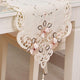 15" X 58" Classic Table Runner, Flower Embroidery Vintage Lace Cream Beige Polyester Fabric Dresser Scarves