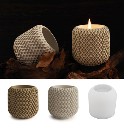 Mesh Round Plaster Flower Pot Candle Jar Silicone Mold Succulent Planter Vase Concrete Mold Storage Box Pen Cement Clay Mould