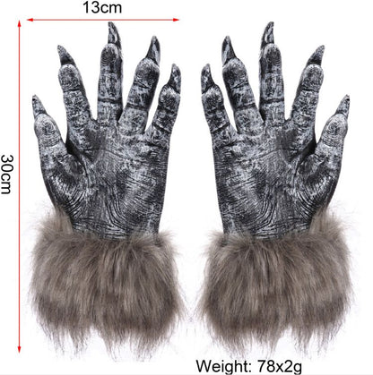 Halloween Costume Animal Paw Gloves Hairy Bear Wolf Gorilla Monster Claws Role Play Themed Party Costume Gloves