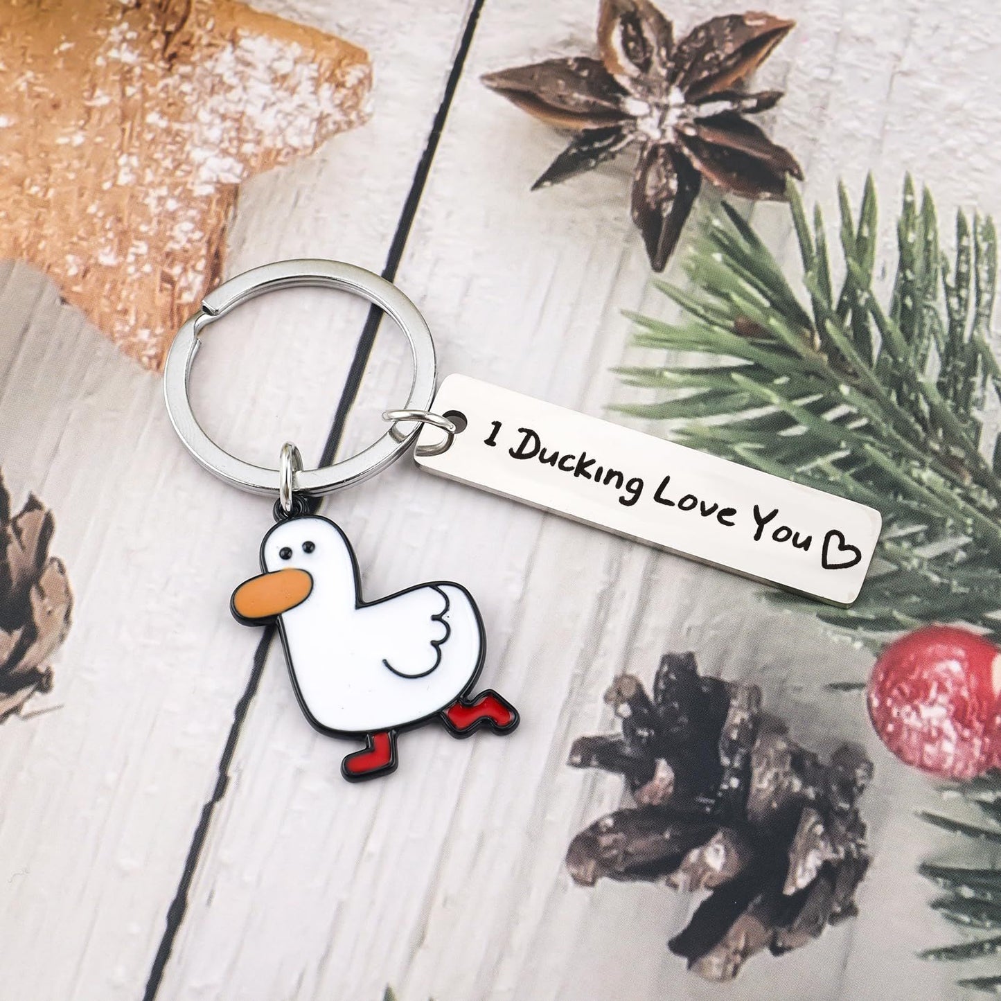 Duck Keychain for Couples Cute Keyring for Duck Lovers Funny Keychin for Car Backpack Gifts for Her Him Birthday
