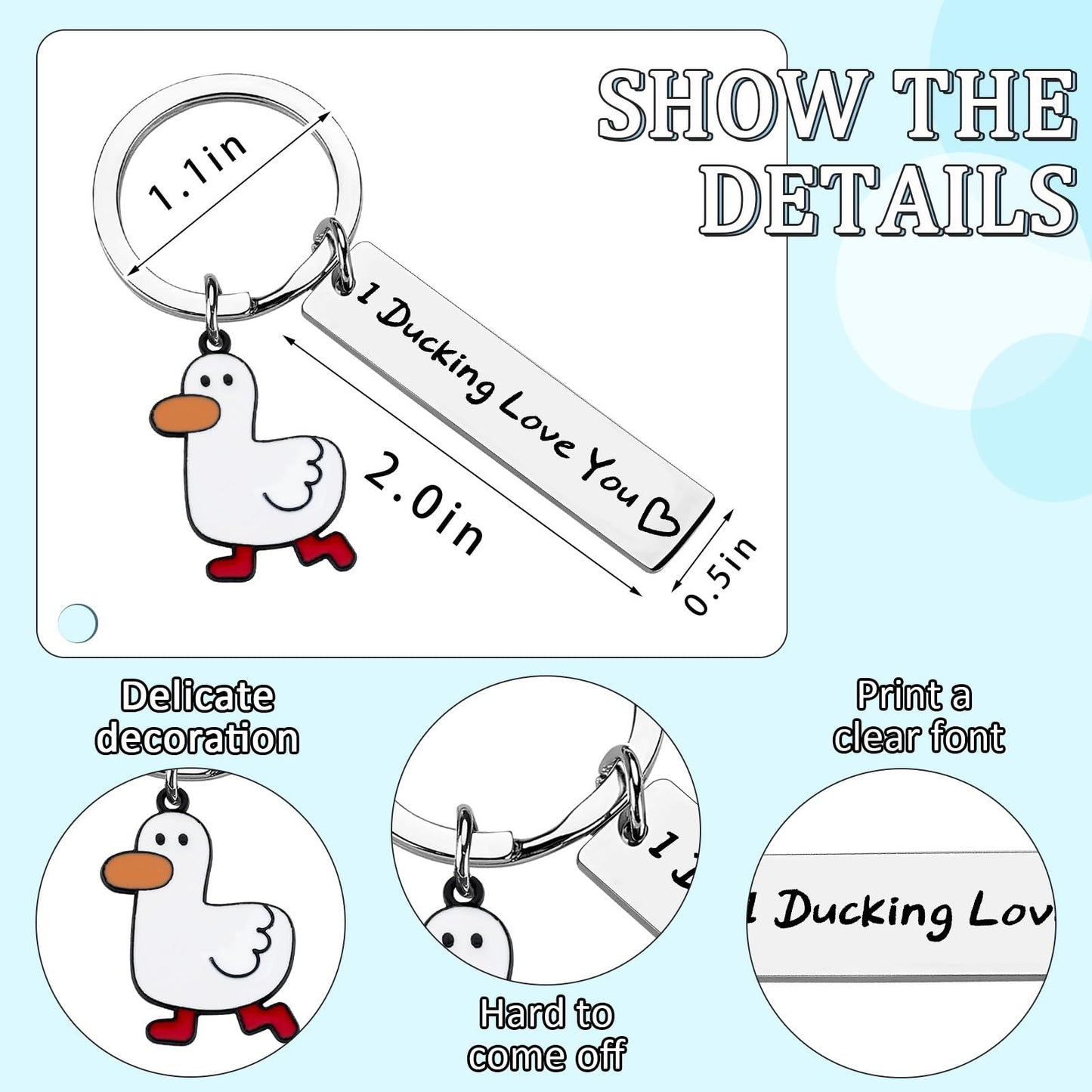 Duck Keychain for Couples Cute Keyring for Duck Lovers Funny Keychin for Car Backpack Gifts for Her Him Birthday