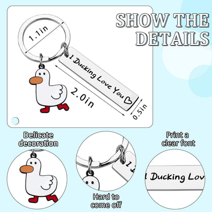 Duck Keychain for Couples Cute Keyring for Duck Lovers Funny Keychin for Car Backpack Gifts for Her Him Birthday