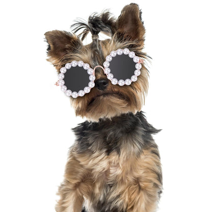 Cute Dog Sunglasses Pearl Dog Sunglasses Small Medium Breed Girl Holiday Party Dog Costume Accessories