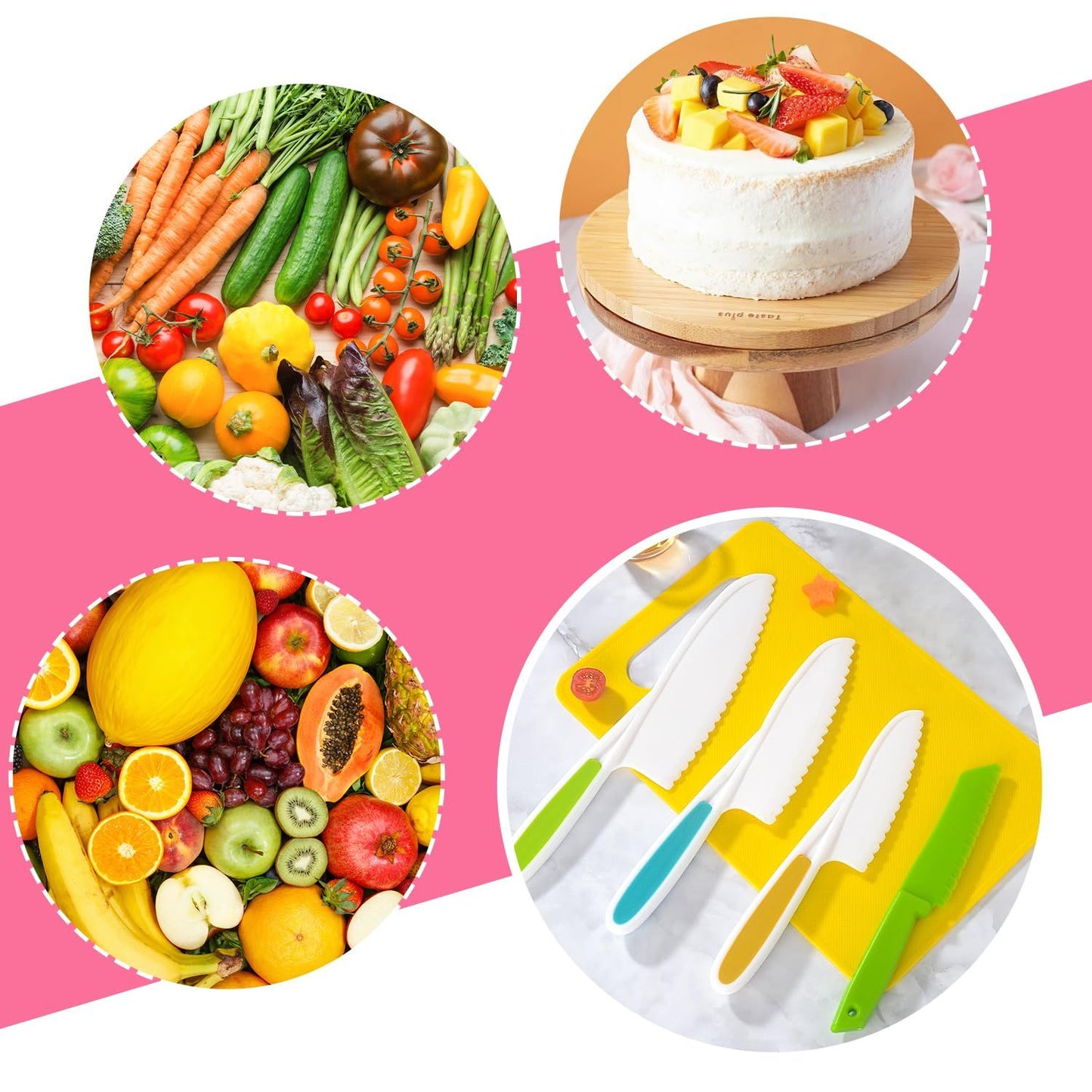 5 Pcs Kids Cooking Sets Real, Montessori Kitchen Tools, Kids Knife Set for Real Cooking, 4 Pcs Children's Safety Cooking Knives