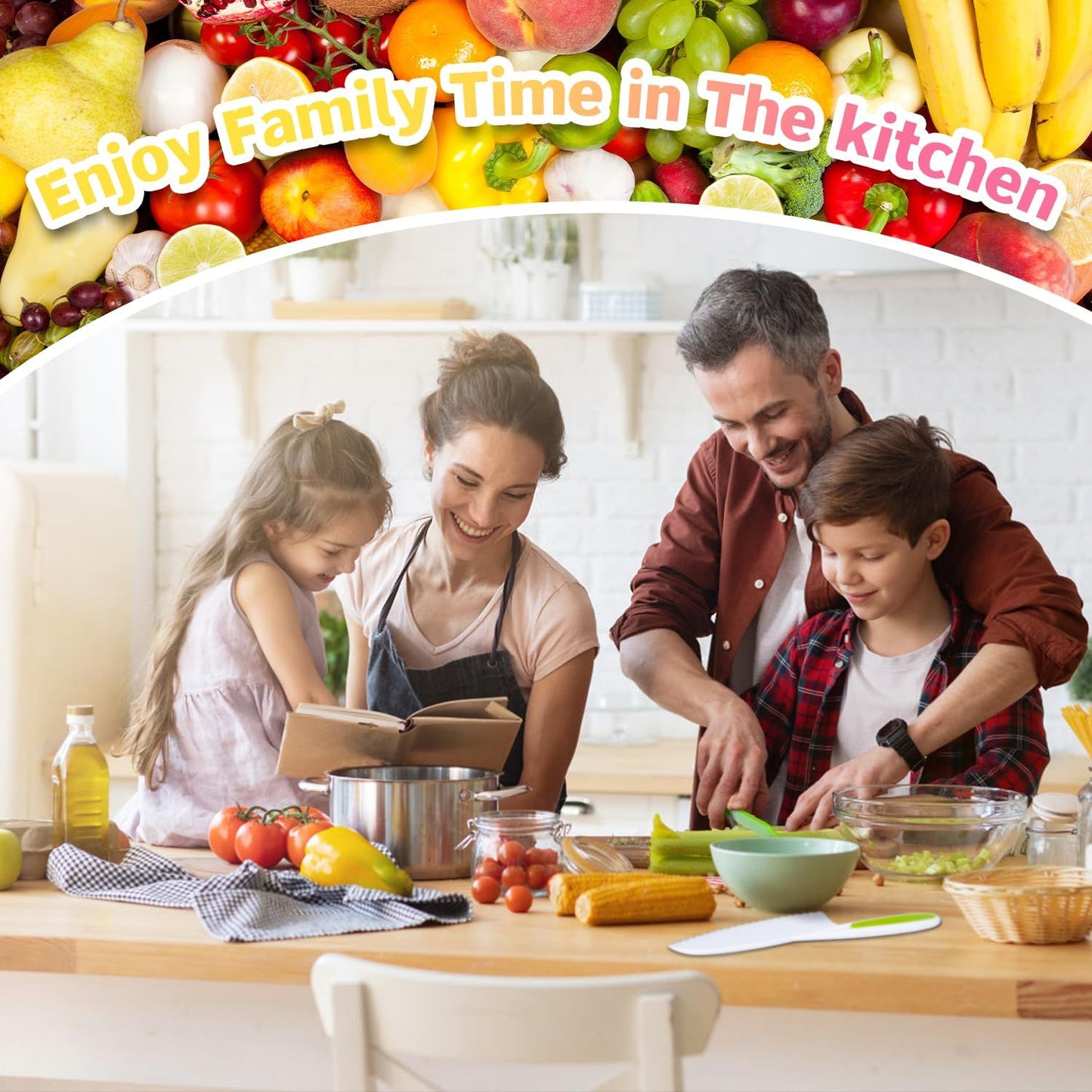 5 Pcs Kids Cooking Sets Real, Montessori Kitchen Tools, Kids Knife Set for Real Cooking, 4 Pcs Children's Safety Cooking Knives