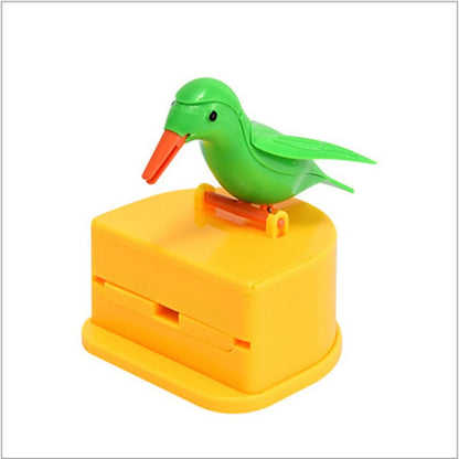 Toothpick Dispenser Storage Jar,Living Room Bird Shaped Telescopic Cartoon Automatic Toothpick Holder Container Box(Green Bird)