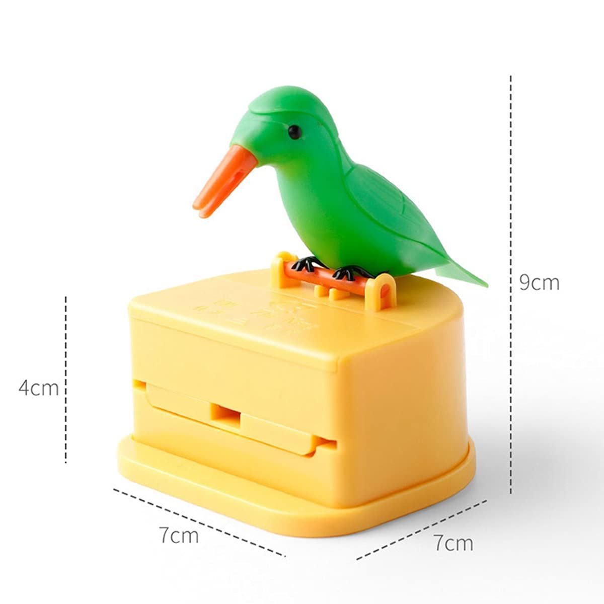 Toothpick Dispenser Storage Jar,Living Room Bird Shaped Telescopic Cartoon Automatic Toothpick Holder Container Box(Green Bird)