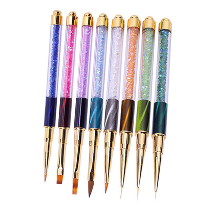 8pcs Rhinestone Handle Nail Pen Nail Art Liner Brush Nail Art Pens Glitter Nail Brushes Gradient Nail Painting Pen Nail Painting